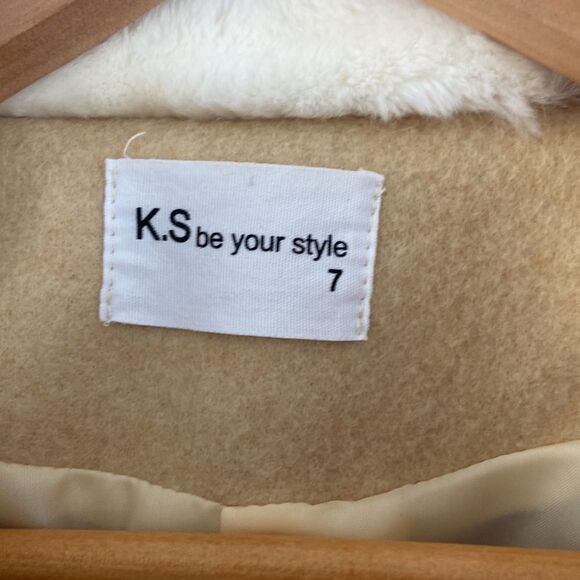 K.S. Be Your Style Pea Coat Baloon Sleeves Yellow Size 7 - Picture 5 of 5